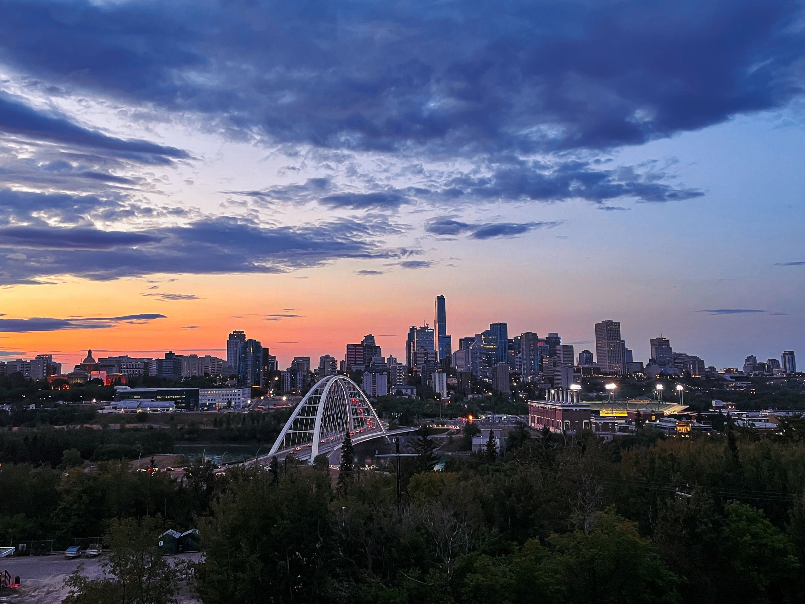 Edmonton skyline at sunset